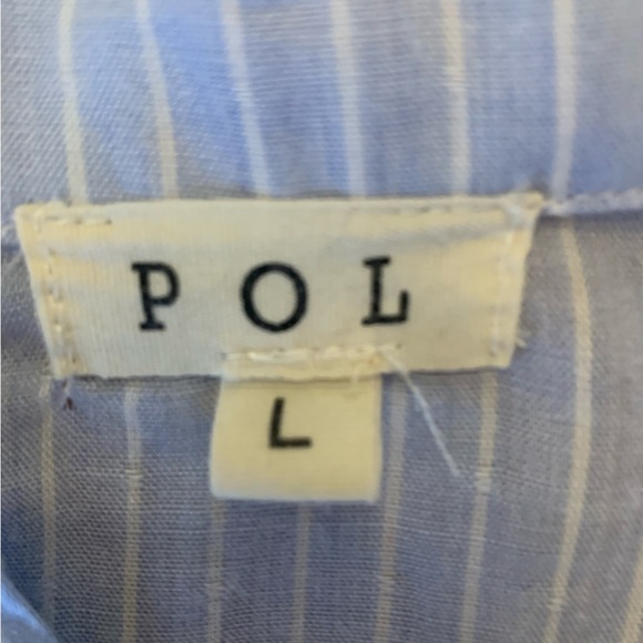 Pol popover blouse bohemian shirt pinstripe coastal grandma minimalist spring - Picture 6 of 8